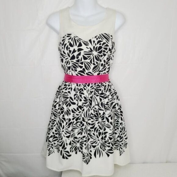 Elle Ivory Illusion Neckline Cocktail Dress - Picture 1 of 7